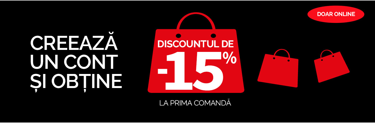 Discount de 15% la prima comandă online promo-first-purchase